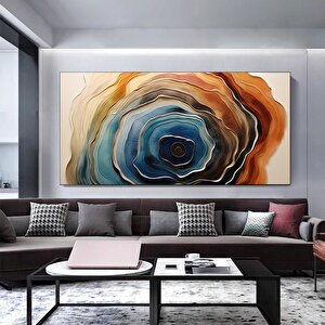 Ekstra Büyük Modern Soyut Tablo – Yatak Başlığı, Altın Dokunuşlu Duvar Dekoru 30x60 cm