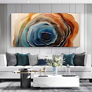 Ekstra Büyük Modern Soyut Tablo – Yatak Başlığı, Altın Dokunuşlu Duvar Dekoru 30x60 cm