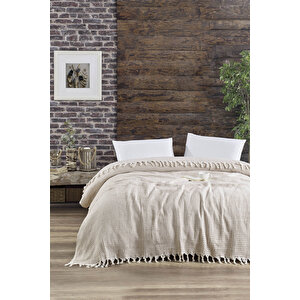 Çift Kişilik Yatak Pikesi Piramit 200 X 230 Cm Bej Bej