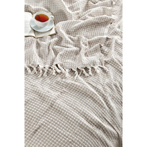 Çift Kişilik Yatak Pikesi Piramit 200 X 230 Cm Bej Bej