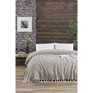 Çift Kişilik Yatak Pikesi Piramit 200 X 230 Cm Kahve Kahve