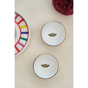 Tabak Evi Kelebek Altın Yaldızlı İstifli Kase 6x2cm 30cc 2 Li̇