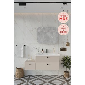 Nil 115 Cm %100 Mdf Lavabolu Banyo Dolabı + Ayna
