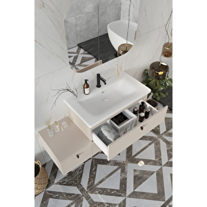 Nil 115 Cm %100 Mdf Lavabolu Banyo Dolabı + Ayna