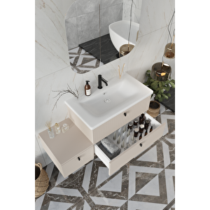 Nil 115 Cm %100 Mdf Lavabolu Banyo Dolabı + Ayna