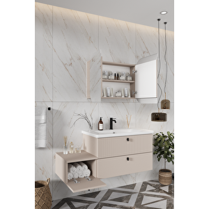 Nil 115 Cm %100 Mdf Lavabolu Banyo Dolabı + Ayna