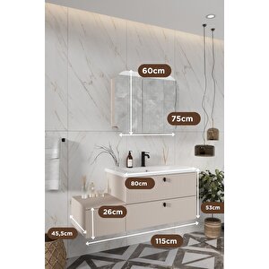 Nil 115 Cm %100 Mdf Lavabolu Banyo Dolabı + Ayna