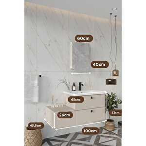 Nil 100 Cm %100 Mdf Lavabolu Banyo Dolabı + Ayna