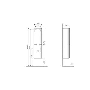 Vitra Sento 60862 Boy Dolabı, Mat Antrasit, 40 Cm