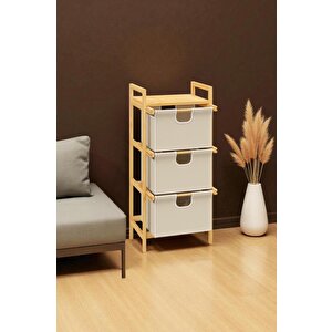 Bambu 1 Raflı 3 Çekmeceli Banyo Düzenleyici Çekmeceli Dolap Komodin Db-0039