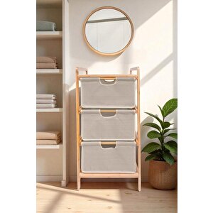 Bambu 1 Raflı 3 Çekmeceli Banyo Düzenleyici Çekmeceli Dolap Komodin Db-0039