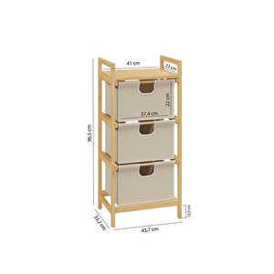 Digithome Bambu 1 Raflı 3 Çekmeceli Banyo Düzenleyici Çekmeceli Dolap Komodin Db-0039