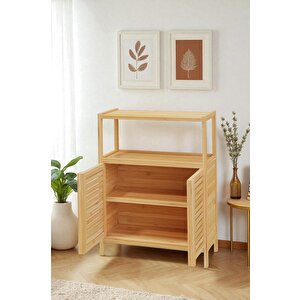 Digithome Bambu Çift Kapaklı 2 Raflı Banyo Düzenleyici Organizer Yatay Dolap Db-0038
