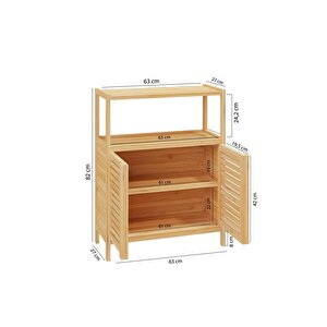 Digithome Bambu Çift Kapaklı 2 Raflı Banyo Düzenleyici Organizer Yatay Dolap Db-0038