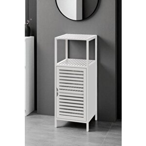 Bambu Beyaz Lake 1 Kapaklı 2 Raflı Banyo Düzenleyici Organizer Dik Dolap Db-0044