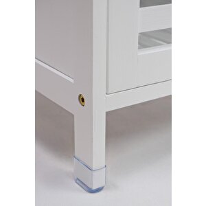 Digithome Bambu Beyaz Lake 1 Kapaklı 2 Raflı Banyo Düzenleyici Organizer Dik Dolap Db-0044
