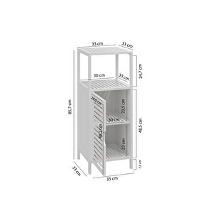 Digithome Bambu Beyaz Lake 1 Kapaklı 2 Raflı Banyo Düzenleyici Organizer Dik Dolap Db-0044