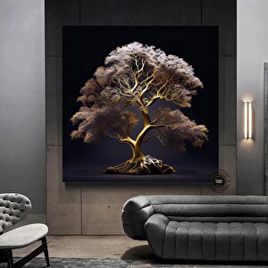 Altın Ağaç Kanvas Tablo; Lüks Oturma Odası