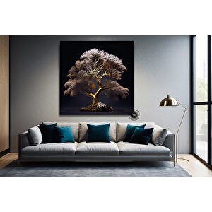 Altın Ağaç Kanvas Tablo; Lüks Oturma Odası