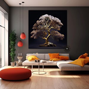 Altın Ağaç Kanvas Tablo; Lüks Oturma Odası