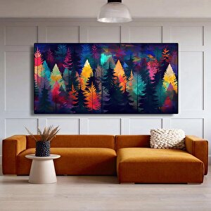 Çok Büyük Modern Ağaç Kanvası, Renkli Soyut Duvar Tablosu, Kırmızı Maya Mavi Turuncu Renklerde