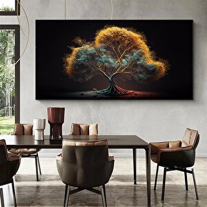 Dev Boy Modern Ağaç Kanvas – Renkli Soyut Duvar Sanatı; Altın Ağaç Kanvas Baskısı