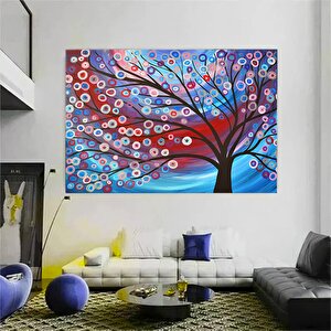 Yağlıboya Renkli Ağaç Kanvas Tablosu