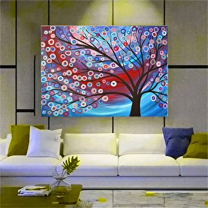 Yağlıboya Renkli Ağaç Kanvas Tablosu