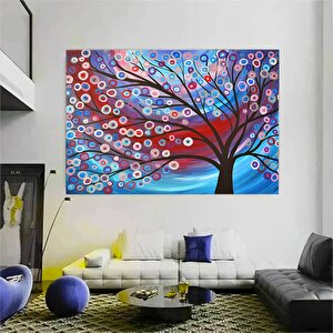 Yağlıboya Renkli Ağaç Kanvas Tablosu