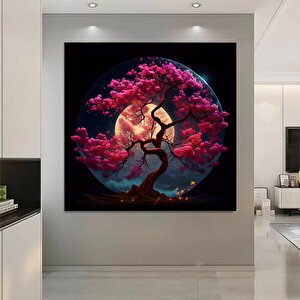 Japon Kiraz Çiçeği Kanvas – Minimalist Asya Manzara 40x40 cm