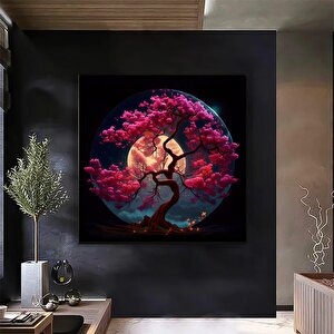 Japon Kiraz Çiçeği Kanvas – Minimalist Asya Manzara 40x40 cm