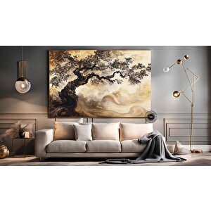 Vintage Yaşam Ağacı Kanvas; Soyut Ağaç