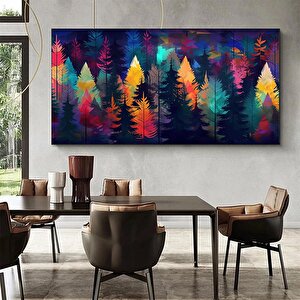 Çok Büyük Modern Ağaç Kanvası, Renkli Soyut Duvar Tablosu, Kırmızı Maya Mavi Turuncu Renklerde