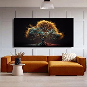 Dev Boy Modern Ağaç Kanvas – Renkli Soyut Duvar Sanatı; Altın Ağaç Kanvas Baskısı