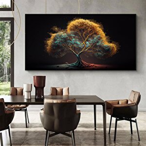 Dev Boy Modern Ağaç Kanvas – Renkli Soyut Duvar Sanatı; Altın Ağaç Kanvas Baskısı