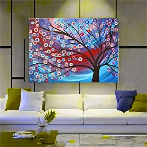 Yağlıboya Renkli Ağaç Kanvas Tablosu