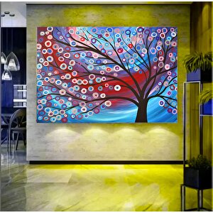 Yağlıboya Renkli Ağaç Kanvas Tablosu