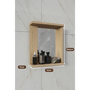 Menekşe Aynalı %100 Mdf Duvar Rafı