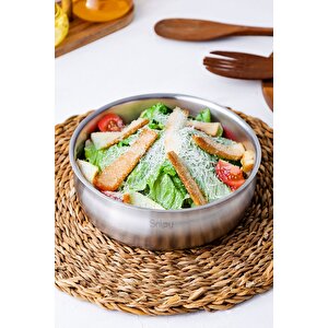 Inoxa - Paslanmaz Çelik Salata Kasesi 20 Cm Meyve Salata Kasesi