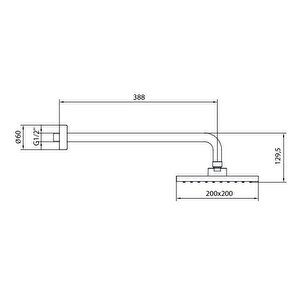 Dicle Tepe Duş Başlığı (200x200 Mm) Duvardan Borulu (l=388 Mm) 102145084