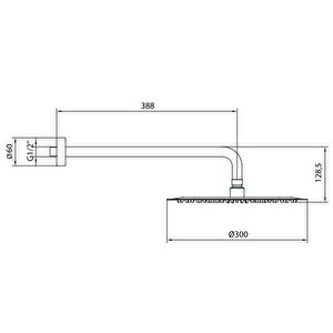Olympos Plus Tepe Duş Başlığı (ø 300 Mm) Duvardan Borulu ( L=388 Mm) 102145090