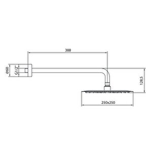 Efes Tepe Duş Başlığı (250x250 Mm) Duvardan Borulu (l=388mm) 102145088