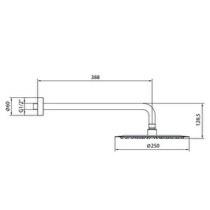 Olympos Tepe Duş Başlığı (ø 250 Mm) Duvardan Borulu (l=388 Mm) 102145086