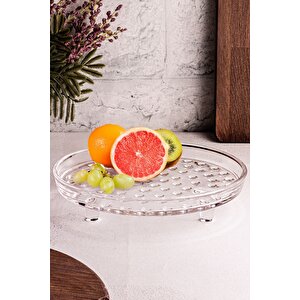 Vitria - Cam Ayaklı Yuvarlak Kek Ve Pasta Sunumluk Kek Kurabiye Pasta Tabağı
