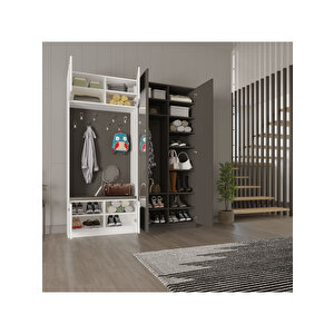 Vestiyer & Portmanto V-02 (180cm) Beyaz - Antrasit