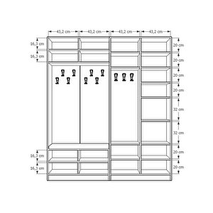 Vestiyer & Portmanto V-02 (180cm) Beyaz - Antrasit