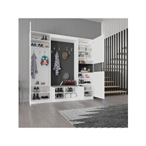 Vestiyer & Portmanto V-06 (210cm) Beyaz - Antrasit