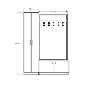 Vestiyer & Portmanto V-01 (150cm) Kül Gri