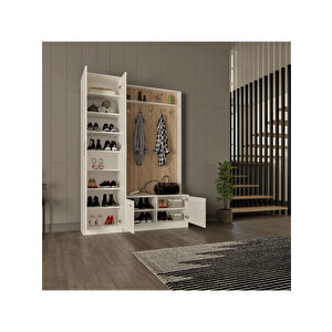 Vestiyer & Portmanto V-01 (150cm) Sonomo-Beyaz