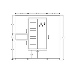 Vestiyer & Portmanto V-05 (210cm) Beyaz - Antrasit